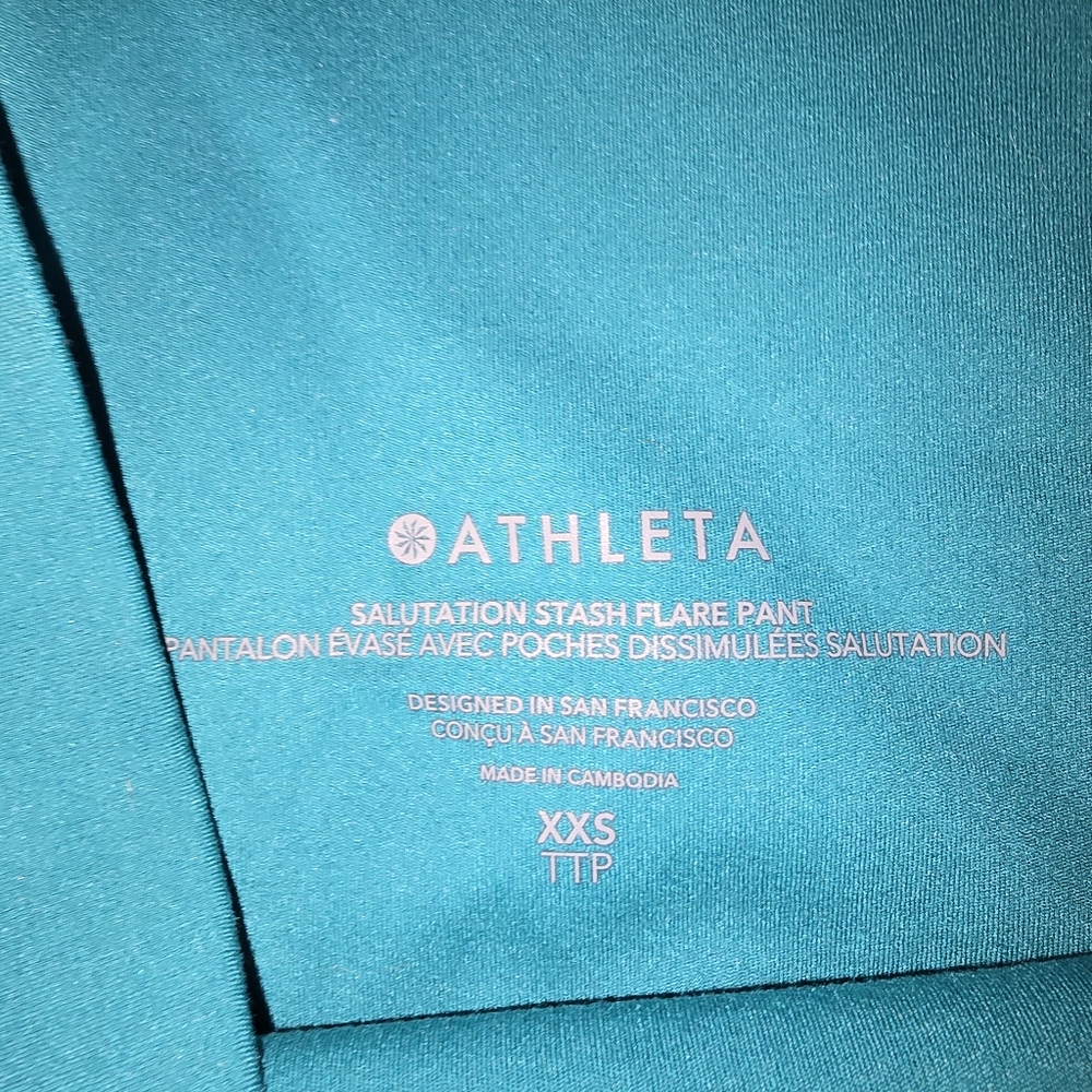 Athleta Teal Salutation Stash Flare-Leg Pants Size XXS - Picture 4 of 5